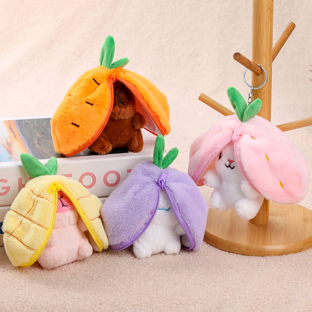 Fruit-Themed Capybara Plush Keychain