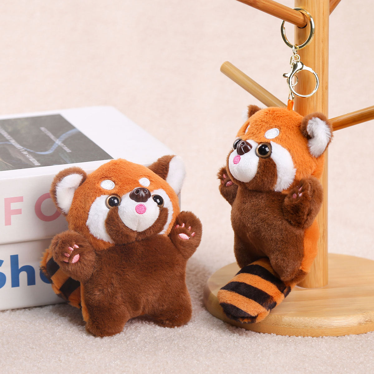 Standing Raccoon Plush Toy Keychain