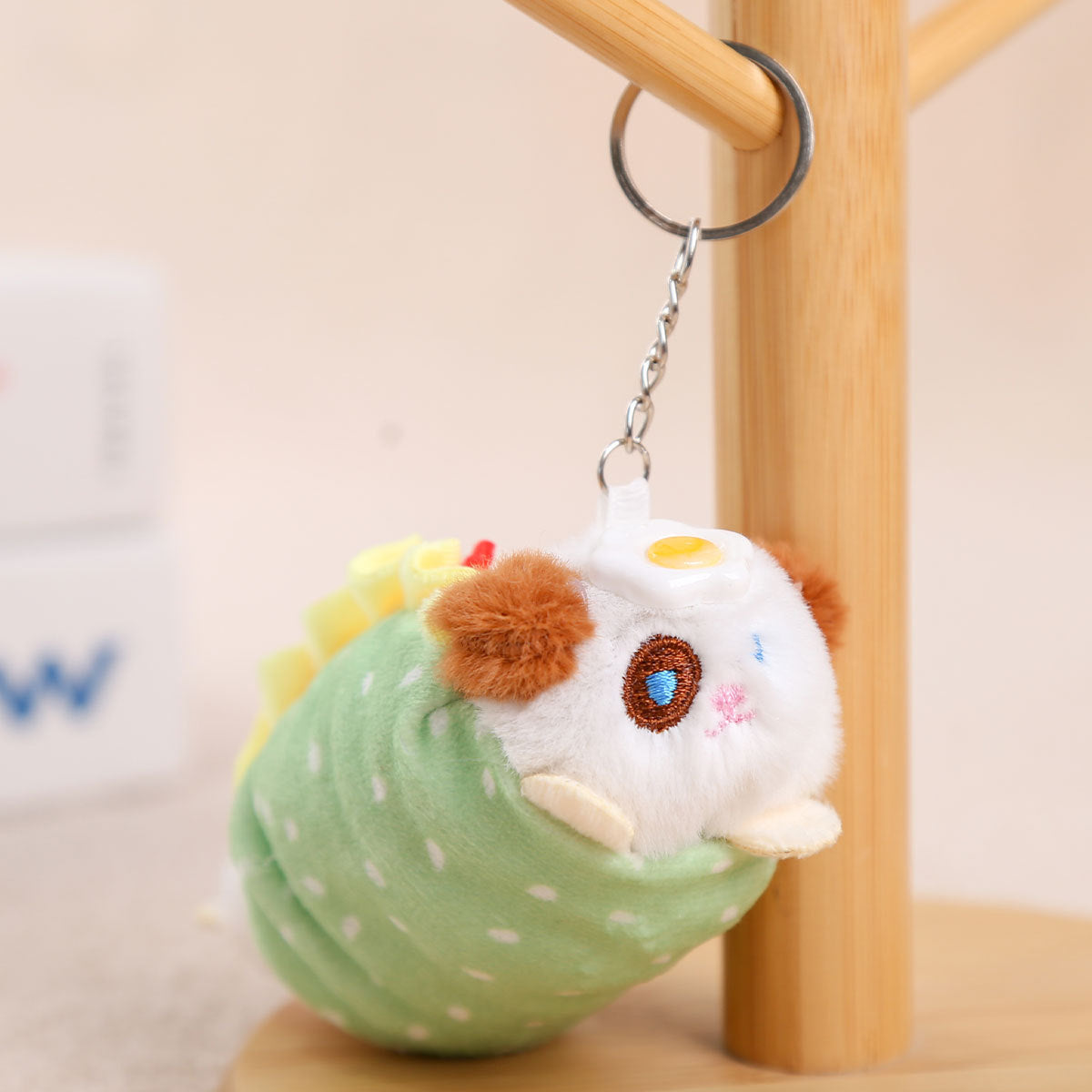 Cute Fried Egg and Hot Dog Plush Toy Keychain