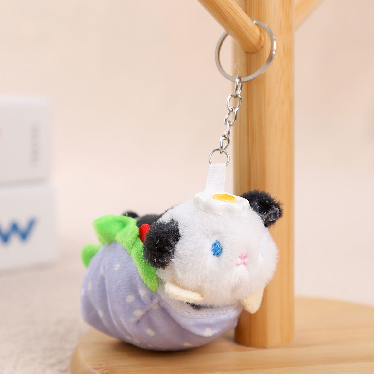 Cute Fried Egg and Hot Dog Plush Toy Keychain