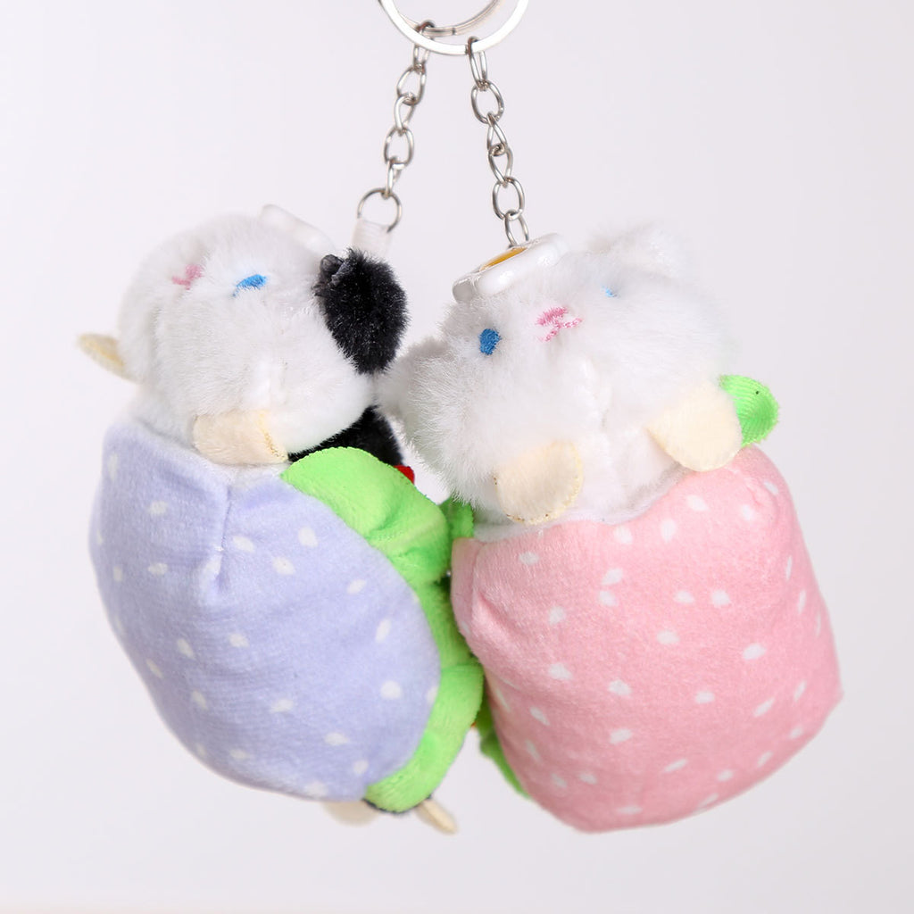 Cute Fried Egg and Hot Dog Plush Toy Keychain